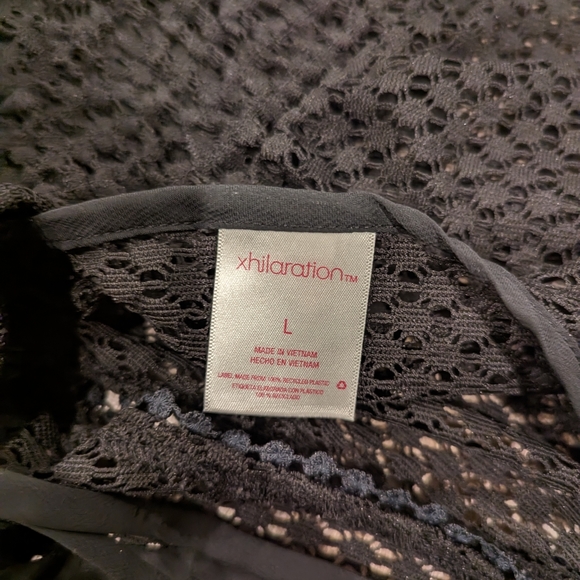 Large Swimsuit Coverup Maternity Friendly Black Crochet Lace Mesh Bathing Suit - Picture 7 of 7